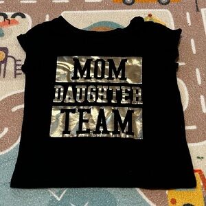Toddler girls black/gold “Mom Daughter Team” short sleeve t-shirt